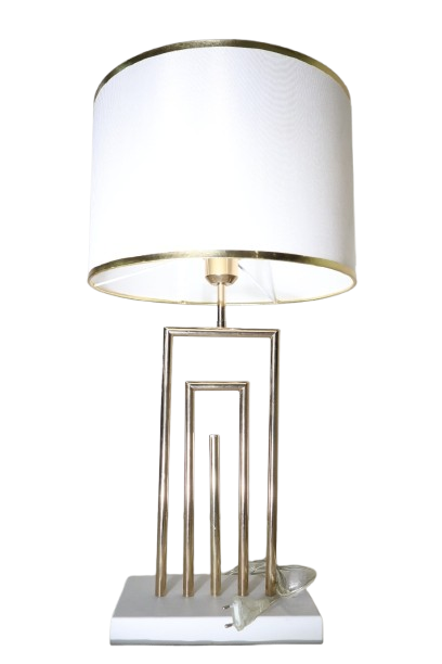 Sculptural Base Table Lamp (White And Gold)