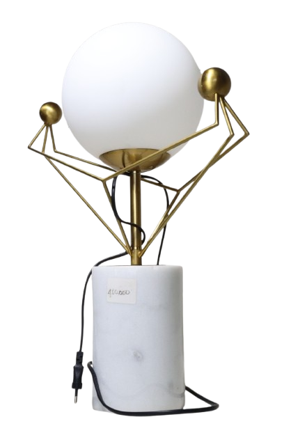 Bedside Lamp Round Shape (White And Gold)